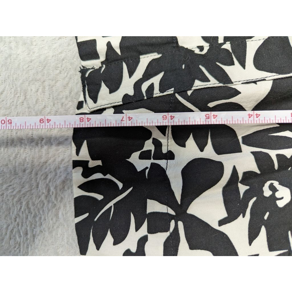Women's FREE ASSEMBLY Black White Floral Midi Dress L Belt Pockets - Picture 11 of 13